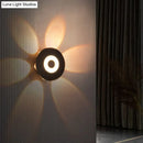 Modern black circular led outdoor wall sconce garden light