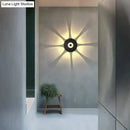 Modern black circular led outdoor wall sconce garden light