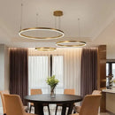Modern black circular led pendant lights for dining room
