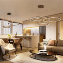 Modern black circular led pendant lights for dining room
