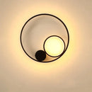 Modern black circular led wall lamp bedroom minimalist sconce