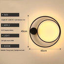 Modern black circular led wall lamp bedroom minimalist sconce