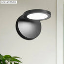 Modern black circular led wall lamp bedroom white warm lighting