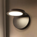 Modern black circular led wall lamp bedroom white warm lighting