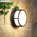 Modern black circular led wall lamp – outdoor warm color lighting