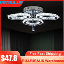 Modern black & clear crystal led ceiling chandelier living room light