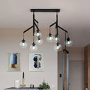 Modern black clear glass island pendant light dining room 110v-120v