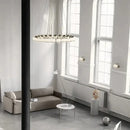 Modern black concentric chandelier with glass shade led pendant lights