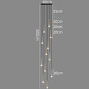 Modern black conical crystal led stair lighting fixture