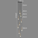 Modern black conical crystal led stair lighting fixture