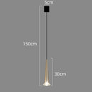 Modern black conical crystal led stair lighting fixture