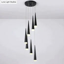 Modern black conical led pendant lamp for kitchen island