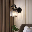 Modern black crystal bird wall lamp bedroom sconce