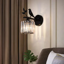 Modern black crystal bird wall lamp bedroom sconce