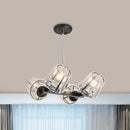 DecorBites™ Modern Conic Hanging Light Kit with Crystal Block - 4/6 Lights - Black
