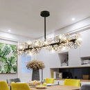 DecorBites™ Modern Black Crystal Bead Blossom Island Lamp - Stylish 16 Bulb Dining Table Pendant Light