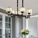 Modern black crystal ceiling light dining room suspension lamp