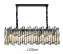 Modern black crystal chandelier for dining room vertical rod lamp