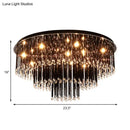 Modern black crystal flush mount chandelier for bedroom