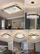 Modern black crystal industrial pendant chandelier set living room