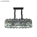 Modern black crystal island pendant light dining room oval chandelier