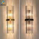Modern black crystal led wall lights bedroom glass sconce