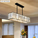 Modern black crystal rectangle dining room pendant light