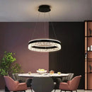 Modern black crystal ring led pendant light bedroom lighting
