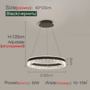 Modern black crystal ring led pendant light bedroom lighting