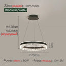 Modern black crystal ring led pendant light bedroom lighting