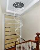 Modern black crystal staircase chandelier – bedroom spiral lamp