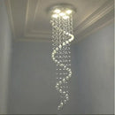 Modern black crystal staircase chandelier – bedroom spiral lamp