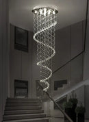 Modern black crystal staircase chandelier – bedroom spiral lamp