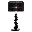 Modern black crystal table lamp bedroom pleated shade light