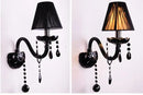Modern black crystal wall lamp bedroom twin led sconce