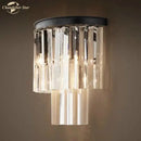Modern black crystal wall lamp clear & smoked glass bedroom light
