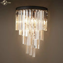 Modern black crystal wall lamp clear & smoked glass bedroom light