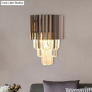 Modern black crystal wall light bedroom cascading sconce