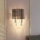 Modern black crystal wall light bedroom cascading sconce