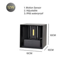 Modern black cube motion sensor led wall lamp outdoor sconce