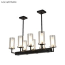 Modern black cylinder clear glass island light kitchen chandelier