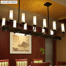 Modern black cylinder clear glass island light kitchen chandelier