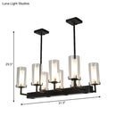 Modern black cylinder clear glass island light kitchen chandelier