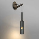 Modern black cylindrical crystal wall light for living room decor