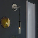 Modern black cylindrical crystal wall light for living room decor