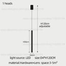 Modern black cylindrical led staircase chandelier suspension light