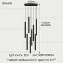 Modern black cylindrical led staircase chandelier suspension light
