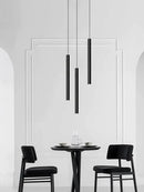 Modern black cylindrical led staircase chandelier suspension light