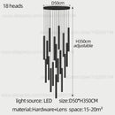 Modern black cylindrical led staircase chandelier suspension light