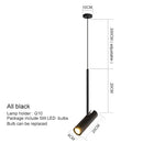Modern black cylindrical pendant light bedroom adjustable spotlight